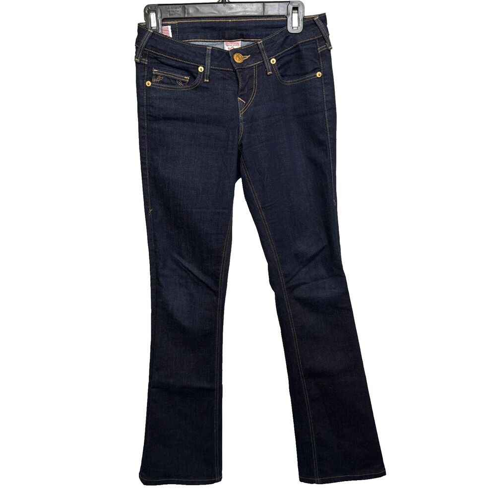 Y2K True Religion Trisha Lonestar Jean Boot Cut Low Rise Dark Wash USA 26x31